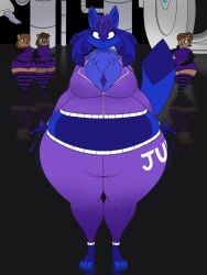 big_breasts blueberry_inflation breasts cleavage female furry huge_breasts inflation lj_caffie lucario pokemon pokemon_(species) tagme thick_ass wide_hips