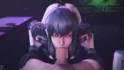 1boy 1girls 3d all_the_way_to_the_base animated bayernsfm blowjob deepthroat deepthroat_no_hands fellatio ghost_in_the_shell kusanagi_motoko looking_at_viewer no_sound short_hair tagme uncensored video