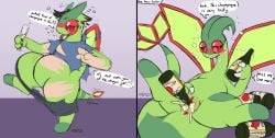 bodily_fluids drunk female feral flygon gender_transformation generation_3_pokemon genital_fluids genitals green_body hi_res male messy nintendo nulloffset oblivious pokemon pokemon_(species) pussy red_sclera solo substance_intoxication transformation vaginal_fluids