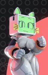 1girls 5_fingers animal_ears big_breasts body_writing breasts cat_ears catgirl computer_head computer_monitor computer_screen felid felid_humanoid feline female female_only fuch_animations heart_symbol looking_at_viewer nude pur_03 robot robot_cat robot_catgirl robot_girl robot_humanoid screen_face solo solo_female solo_focus tv_head