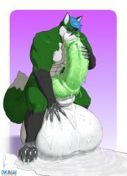 absurd_res animal_genitalia animal_penis anthro autofellatio balls big_balls big_penis biped bodily_fluids canid canine canine_genitalia canine_penis erection excessive_genital_fluids excessive_precum eyebrows eyewear fingers fox fur genital_fluids genitals glasses green_body green_fur green_penis hair hi_res huge_balls huge_cock hyper hyper_balls hyper_genitalia hyper_penis knot male mammal masturbation muscular muscular_anthro muscular_male oral oral_masturbation owligatorstudios penile penile_masturbation penis precum precum_in_own_mouth solo