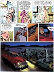 1girls 2005 applying_lipstick ass breasts car casual comic comic_page convenient_censoring convenient_censorship dargaud dialogue dider_conrad driving drying_hair female firearm gilf gun handgun human light-skinned_female light_skin lipstick_on milf mirror mirror_reflection monologue motor_vehicle nipples no_pussy pale_skin putting_clothes_on revolver shower showering steering_wheel tigress_blanche washing_hair weapon white_hair yann