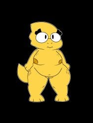alphys anthro ass breasts digital_media_(artwork) eyewear female freckled_breasts freckled_butt freckled_shoulders freckles genitals glasses hi_res lizard nipples non-mammal_breasts nude pussy reptile scalie solo susfortressa tail undertale undertale_(series) yellow_body