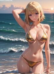 1girls 2d ai_generated ass ass_grab athletic athletic_female bare_shoulders beach belly big_breasts bikini bikini_bottom bikini_top blonde_female blonde_hair blonde_hair_female breasts cha_hae_in chest curvy curvy_figure cute cute_face detailed eyelashes eyeshadow female female_only fit fit_female focus high_quality in_water large_breasts legs light-skinned_female light_skin lips lipstick looking_at_viewer makeup mascara medium_breasts midriff navel nero100 ocean outdoors outside pale-skinned_female pale_skin perky_breasts posing purple_eyes sea seaside seductive seductive_look solo_leveling stable_diffusion tagme thighs thin_thighs thin_waist