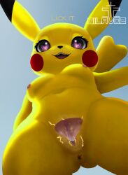 anthro anus bodily_fluids breasts brown_eyes clitoris cunnilingus duo electricity female generation_1_pokemon genital_fluids genitals heart_eyes heart_symbol hi_res looking_at_viewer looking_down low-angle_view mammal navel nintendo nippel open_mouth oral pikachu pokemon pokemon_(species) pussy recording rodent satisfied sex silavos sky smile spread_pussy spreading teeth text vaginal_fluids vaginal_penetration watermark yellow_body