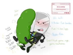2boys blush frotting gay gay_sex inanimate_insanity inanimate_object knife_(ii) lemonbastards male object_show object_show_community object_shows osc pickle_(ii) request strawpage_request sweat tentacle_dick yaoi