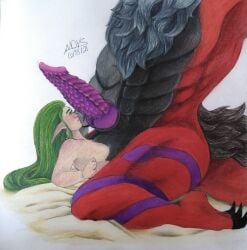 absurd_res animal_genitalia anthro balls big_balls big_penis breasts claws dragon duo elf european_mythology extreme_size_difference f0rfeit feet female genitals green_hair hair hi_res huge_balls huge_cock humanoid imminent_sex kara_shizen knot male male/female maned_dragon muscular muscular_male mythological_creature mythological_scalie mythology penis penis_on_face prosthetic sayotherwise scalie sheath sitting_on_another size_difference spiked_penis spikes spikes_(anatomy) toe_claws unusual_anatomy unusual_genitalia unusual_penis western_dragon