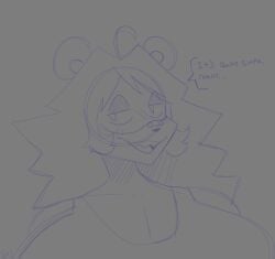 1futa anthro bandaid bandaid_on_nose big_breasts breasts breasts_bigger_than_head clothing comic_page dialogue doodle english_text fully_clothed furry futa_only futanari ghostfuckrr grey_background greyscale huge_breasts monochrome narrowed_eyes open_mouth panko_(ghostfuckrr) sharp_teeth solo solo_futa talking_to_viewer tanuki text