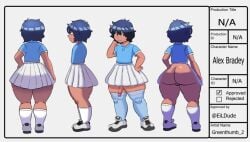 1boy alex_(eildude) alternate_version_available ass balls big_ass big_penis black_eyes black_hair bottomless bottomless_skirt character_sheet clothed dark-skinned_male dark_skin femboy femboy_focus femboy_only from_side greenthumb_2 huge_ass huge_cock oc original_character penis short_hair skirt smile solo solo_focus solo_male stockings thick thick_ass thick_thighs
