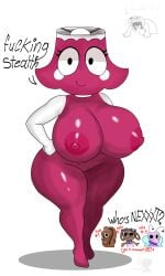 1girls 2d big_ass big_breasts blush_stickers brightney_(dandy's_world) dandy's_world dandys_world digital_drawing_(artwork) digital_media_(artwork) female female_focus female_only hands_on_hips lamp massive_ass massive_breasts multicolored_body not_minus object_head pussy tagme text white white_background white_body