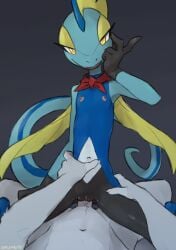 absurd_res anthro anthro_on_anthro anthro_penetrated anthro_penetrating anthro_penetrating_anthro areola blue_body breasts canid canine canis duo female female_penetrated fur generation_8_pokemon genitals grey_body grey_fur hi_res inteleon lewin_(sealer4258) lying male male/female male_penetrating male_penetrating_female mammal nintendo nipples penetration penis pokemon pokemon_(species) pussy sealer4258 sex sitting wolf