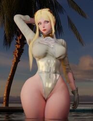 3d blender blonde_hair child_bearing_hips cpt-flapjack in_water keyd10iori leotard lieutenant_flapjack medium_breasts milf nier:_automata thick thick_thighs thighs voluptuous_female yorha_commander