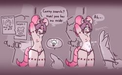 anthro clothing dense_ink female gloves group handwear hi_res imminent_fisting imminent_sex internal male male/female mammal murid murine restraints rodent x-ray_view