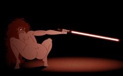 ass ass booty crouching crouching_female lightsaber naked naked_female nude nude_female sith sith_lady squatting squatting_female squatting_pose squatting_position star star_wars