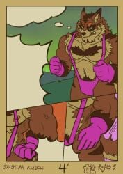 1boy chat furry furry_only male male_only mankini pink_mankini pink_swimsuit swimsuit wolf