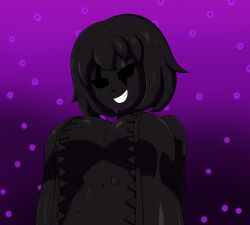 1girls black_eyes black_hair breasts breasts_out dark_zixy dripping eyelashes female female_focus female_only gjoodt jacket jacket_only jacket_open oozing rule_63 slime slime_girl smirk