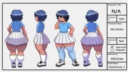 1boy alex_(eildude) alternate_version_available ass big_ass big_penis black_eyes black_hair character_sheet clothed dark-skinned_male dark_skin femboy femboy_focus femboy_only from_side greenthumb_2 huge_ass huge_cock male oc original_character penis short_hair skirt smile solo solo_focus solo_male stockings thick thick_ass thick_thighs