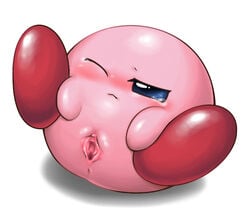 alien blush box_xod closed_eyes female kirby kirby_(series) nintendo pussy simple_background solo solo_female spread_pussy spreading video_games waddling_head