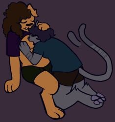 ambiguous_gender anthro canid canine canis domestic_cat domestic_dog duo felid feline felis hi_res humanoid male male/male mammal nipple_fetish nipple_play pawpads tail tail_motion tailwag urfavvpuppy