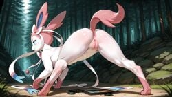 ai ai-created ai_art ai_assisted ai_generated ai_hands ass ass_bigger_than_head ass_focus ass_up asshole behind behind_view blue_eyes feral feral_female feral_focus feral_only half-closed_eyes horny horny_expression horny_face horny_female horny_sub pink_anus pink_ears pink_hair pink_paws pink_pussy pokémon_(species) pokemon pokemon_(species) pokemon_xy pussyfur18 rear rear_admiral_position rear_entry rear_focus rear_pussy rear_view round_ass round_butt solo solo_anthro solo_female solo_focus spreading_legs sylveon white_fur white_hair