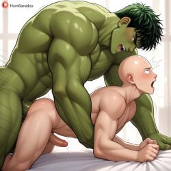 2boys ahe_gao ai_generated anal anal_sex anal_sex big_penis crossover gay huge_cock hulk long_penis love marvel marvel_comics one one-punch_man saitama small_penis yaoi