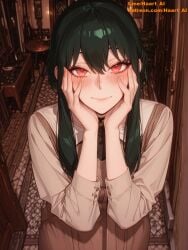 1girls ai_generated female green_hair haart_ai medium_breasts red_eyes spy_x_family yor_briar yor_forger