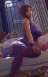 1girls 3d 3d_(artwork) 3d_model 3d_render arched_back asian asian_female big_breasts black_hair bustier cleavage clothed couch curtains emy-san final_fantasy final_fantasy_vii final_fantasy_vii_rebirth final_fantasy_vii_remake fit fit_female garter_belt garter_straps high_heels highres hourglass_figure light-skinned_female light_skin lingerie lingerie_only long_hair moonlight night painted_nails pillow pose posing posing_for_the_viewer purple_clothing purple_lingerie realistic red_eyes rose_(flower) stockings thighhighs tifa_lockhart wristband