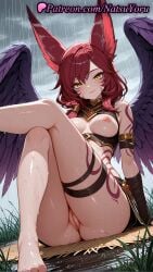 1girls 2025 ai ai_assisted ai_generated animal_ears anime anime_style bare_shoulders barefoot breasts closed_mouth crossed_legs facial_mark feathered_wings feet female hentai hi_res high_quality high_resolution highres league_of_legends league_of_legends:_wild_rift legs long_hair looking_at_viewer medium_breasts natsuyoru nipples outdoors patreon pussy rain red_hair riot_games sitting smile solo stable_diffusion tattoo thigh_strap thighs toes uncensored vagina voluptuous voluptuous_female wet wings xayah yellow_eyes