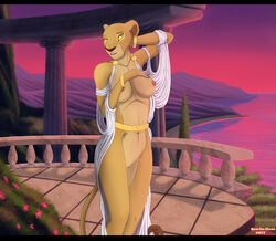 anthro anthrofied big_breasts breasts disney feline female fur lion mammal nala nipples nude pussy quarko-muon the_lion_king water