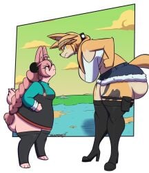 2026 anthro bent_over big_ass big_breasts big_butt black_clothing black_latex black_legwear black_thigh_boots black_thigh_highs blonde_hair boots bottom_heavy braided_hair braided_ponytail breast_size_difference breasts bubble_butt butt cleavage clothed clothed_anthro clothed_female clothing dewwydarts dewwydartz domestic_cat dragon_ball duo eye_contact felid feline felis female footwear fur furry hair hanging_breasts hi_res high_heeled_boots high_heels huge_ass huge_breasts huge_butt lagomorph larger_female latex latex_boots latex_clothing latex_footwear latex_legwear latex_thigh_boots latex_thigh_highs legwear leporid long_hair looking_at_another mammal mihoyo multicolored_body multicolored_fur pink_body pink_fur pink_hair ponytail pulchra_fellini rabbit red_eyes shoes size_difference sketch small_breasts smaller_female tail tan_body tan_fur teal_eyes thick_thighs thigh_boots thigh_highs topwear two_tone_body two_tone_fur white_clothing white_topwear wide_hips yellow_body yellow_fur zenless_zone_zero zhao_(zenless_zone_zero)