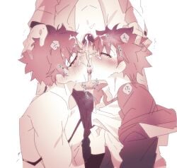 blush cum_on_face emiya_shirou fate/grand_order fate_(series) gay gay_kissing male male_only muramasa_(fate) tanunosuke yaoi