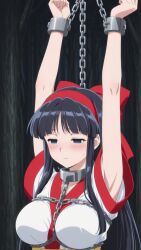 1girls ainu_clothes armpits arms_up big_breasts black_hair blue_eyes breasts busty chained chains empty_eyes female female_only hair_ribbon hi_res king_of_fighters large_breasts nakoruru samurai_shodown snk voluptuous