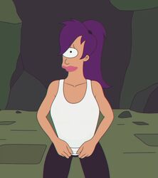 1girls accurate_art_style animated areola areolae belly_button big_breasts black_legwear black_pants bouncing_breasts breasts color colored cyclops cаrtoon female female_only flashing futurama large_breasts nipples no_sound pink_lips ponytail purple_hair sfan shirt_lift solo standing sеxy tank_top tank_top_lift turanga_leela video white_shirt white_skin