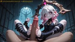 2025 ai ai_assisted ai_generated anime anime_style artist_name barefoot breasts briar_(league_of_legends) dreamyan_ai feet foot_fetish footjob hi_res high_quality high_resolution highres league_of_legends pale_skin patreon pink_hair pointy_ears seductive seductive_pose sharp_teeth smile smiling thick_ass thick_thighs thighs uncensored white_body white_eyes white_hair white_skin