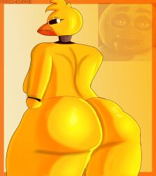 absurd_res animatronic anthro archenarie ass avian big_butt bird chica chicken female five_nights_at_freddy's galliform gallus_(genus) hi_res machine nude phasianid robot scottgames solo suggestive toy_chica