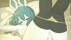 1girls black_stockings black_thighhighs blue_hair condom doremifaso64 female furry heart-shaped_pupils heart_eyes kemono masturbation naked naked_female nude nude_female on_bed panties pleasure_face pleasured stockings tagme thighhighs video white_fur yellow_panties