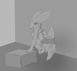 anthro big_dildo claws dildo dragon_dildo feral fixed_toy fluffy generation_1_pokemon hi_res leaning leaning_forward male nidoran nidoran♂ nintendo pokemon pokemon_(species) raised_leg scarf sex_toy short size_difference smaller_male solo solo_focus sylic wall_mounted_dildo