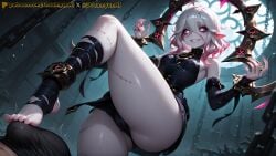 2025 ai ai_assisted ai_generated anime anime_style artist_name barefoot breasts briar_(league_of_legends) dreamyan_ai feet feet_on_penis foot_fetish hi_res high_quality high_resolution highres league_of_legends pale_skin patreon pink_hair pointy_ears seductive seductive_eyes seductive_look seductive_mouth seductive_pose seductive_smile sharp_teeth smile smiling thick_ass thick_thighs thighs uncensored white_body white_eyes white_hair white_skin