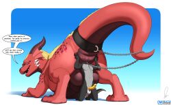 2025 absurd_res anal anal_fluids anal_vore anthro anthro_on_feral anthro_prey anus ass_up balls big_anus big_balls big_penis bodily_fluids chain_leash chains collar cum cum_drip dialogue digital_media_(artwork) dragon dripping duo english_text erection extreme_size_difference feral feral_pred genital_fluids genitals hand_on_anus head_first head_in_anus head_insertion hi_res horn huge_anus huge_balls huge_cock larger_feral larger_male larger_pred leash leashed_anthro leashed_collar leashed_prey leashed_together looking_at_another looking_back looking_back_at_another male male/male male_anthro male_feral male_pred male_prey mammal morca_(character) mythological_creature mythological_scalie mythology navel owligatorstudios penis puffy_anus raised_tail scalie size_difference smaller_anthro smaller_male speech_bubble tail talking_to_another talking_to_prey tapering_tail text vek vore vore_tether zoophilia