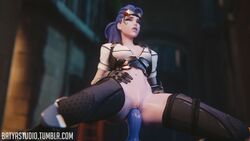 1girls 3d alternate_costume batyastudio blender breasts cleavage dildo female female_only insertion masturbation overwatch pussy sex_toy solo spread_legs talon_widowmaker thighhighs vaginal_insertion widowmaker