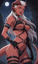 1girls ai_generated ass bigmic145 bondage bondage breasts critical_role critical_role:_vox_machina demon demon_girl dominant dominatrix female female_only horns latex long_hair pointy_ears red_body red_skin revealing_clothes spikes tail teasing the_legend_of_vox_machina vox_machina zahra_hydris