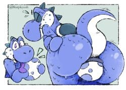 1boy ass big_butt bloshi egg egg_laying hi_res male male_only mario_bros nintendo solo yoshi