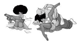 amartbee ass blush bra breasts dark-skinned_female dragon_ball dragon_ball_super female fingering_pussy janet_(dragon_ball) legs_up male panties piccolo pubic_hair pussy sex skirt sweat
