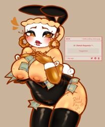 bedboundboy breasts bunny_ears bunnysuit chubby_female color dandy's_world gloves latex_thighhighs line_art shaded teagan_(dandy's_world)