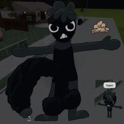 1:1 ambiguous_species angry animate_inanimate anthro balls big_balls big_penis bodily_fluids building cum dandy's_world dark_body dark_skin digital_media_(artwork) duo erection fluffy food freckles fruit fur genital_fluids genitals goob_(dandy's_world) house huge_balls huge_cock humanoid hyper hyper_balls hyper_genitalia hyper_penis male male/male neighborhood night not_furry_focus nude outside penile penis plant roblox scarf screencap screencap_background silly silly_face sky solo_focus sprout_(dandy's_world) strawberry t-pose toons_(dandys_world) yoshreveluv