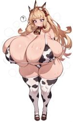 30bagsofballs ai_generated bell_collar big_ass bikini blonde_female blonde_hair blue_eyes bottom_heavy breast_grab breasts_bigger_than_head cagliostro_(granblue_fantasy) cow_print cow_print_bikini curly_hair front_view full_body gigantic_breasts grabbing_own_breast granblue_fantasy headband huge_ass huge_breasts huge_hips huge_thighs large_ass large_breasts large_hips large_thighs long_eyelashes long_hair looking_down no_background shortstack sideways simple_background skimpy smaller_female standing straight_hair thick_thighs top_heavy very_long_hair white_background wide_hips