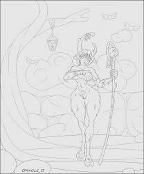 deer_girl deer_tail female furry holding_breast hooves horns looking_at_viewer magic_staff oracle_dominus