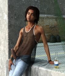 1boy 3d dark-skinned_male erect_penis male_only penis penis_out see-through_clothing sohan_(ugnaughtsden) ugnaughtsden