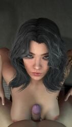 3d 3d_animation asian clair_obscur:_expedition_33 eye_contact looking_at_viewer lune_(clair_obscur:_expedition_33) medium_breasts tagme tattoo tattooed_arm tattoos titjob video