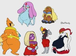 alolan_dugtrio alolan_form anthro bbw big_ass big_breasts bisharp blonde_hair blush blush bunny_ears bunny_girl chubby chubby_anthro cinderace cleavage drawpile dugtrio floatzel furry jynx lagomorph lagomorph_humanoid large_ass large_stomach mesprit oofrowdy pokemon pokemon_(species) presenting presenting_hindquarters raboot shortstack stretching sweat sweatdrop sweating tail
